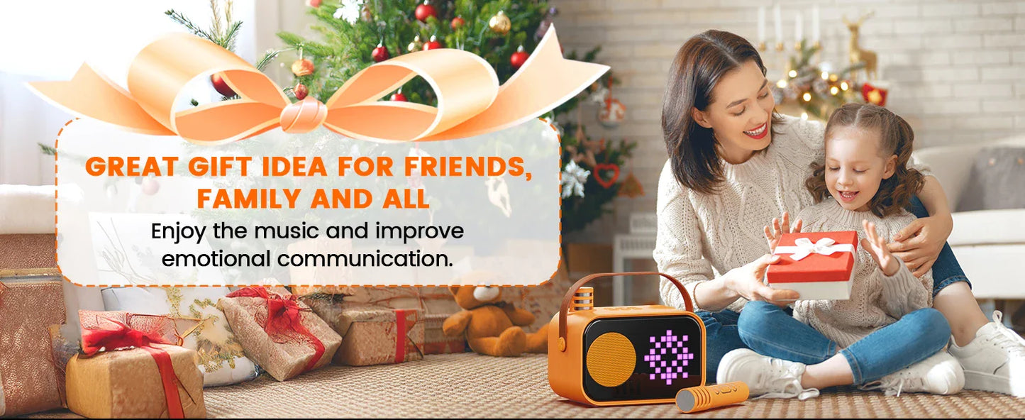 Mini Karaoke Machine for Kids, Portable Bluetooth Karaoke Speaker Unpowered Cabinets with 2 Wireless Microphones for Party