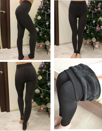 Femmes hiver Leggings chaud Leggins taille haute couleur unie velours femmes épaissi velours Leggings décontracté extensible Leggings
