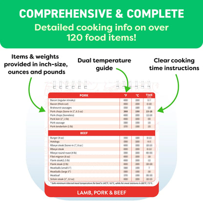 Air Fryer Cookbook Magnetic Cheat Sheet, Guide Booklet, Cookbooks Instant Accessories Oven Cooking Pot Temp Times Chart