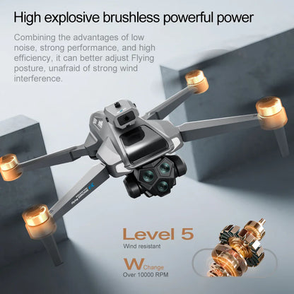 Drone professionnel 4K, double caméra, moteur sans balais, pour éviter les obstacles, hélicoptère RC, quadrirotor pliable
