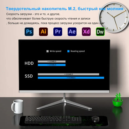 BYONE BYYI5 All In One PC 23.8inch DDR4 16G RAM 512G SSD Windows11 Inter Celeron N5095 Desktop Computer Gaming Laptops