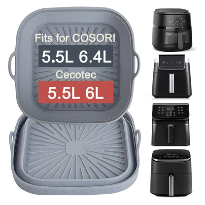 Air Fryer Accessories for COSORI 5,5L 6,4L，Cecotec 5,5L 6L，Ninja 180 Square Reusable 20-23cm XXL Air Fryer Mold
