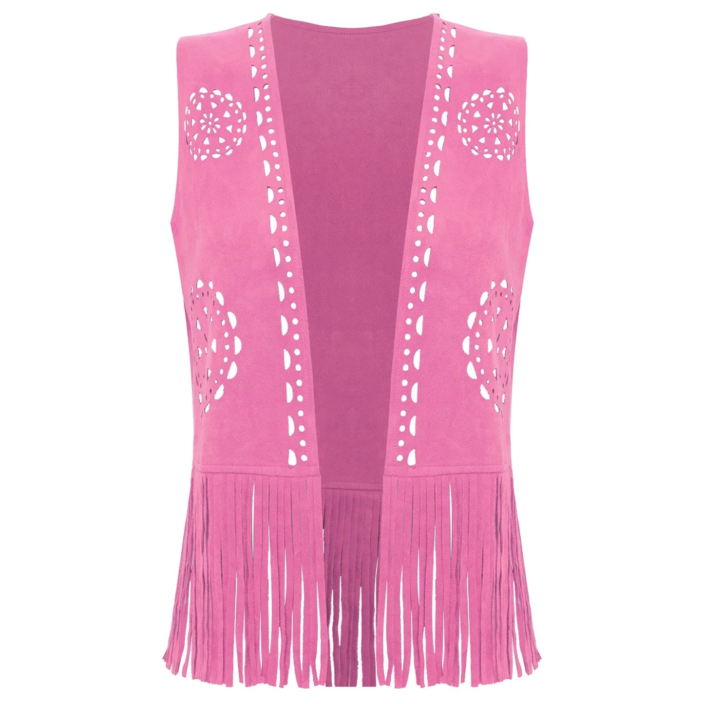 Costume de Cosplay Hippie pour femmes, Cowgirl occidentale, Vintage, débardeur à franges ajourées, gilet à franges, gilet Disco des années 70 en Faux daim