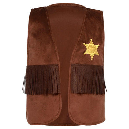 Children's Hippie Cowboy Costume, Toddler Boys Girls Cowgirl Vest, Open Front Fringed Vest for Halloween Cosplay Theme Party Outfits