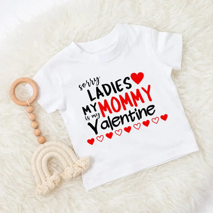 T-shirt imprimé pour maman et papa, vêtements pour enfants, hauts pour garçons et filles, tenue décontractée pour fête de la saint-valentin