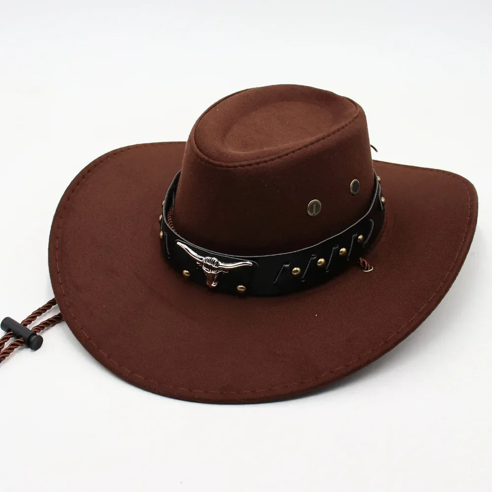 Nouveau Chapeau de Cowboy de Style Occidental pour Hommes et Femmes Chapeau de Gentleman Rétro à Large Bord Chapeau de Cowgirl Jazz Chapeaux de Soleil Tendance pour l'Été