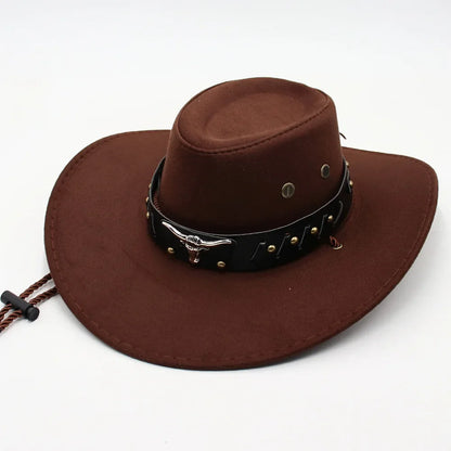 Nouveau Chapeau de Cowboy de Style Occidental pour Hommes et Femmes Chapeau de Gentleman Rétro à Large Bord Chapeau de Cowgirl Jazz Chapeaux de Soleil Tendance pour l'Été