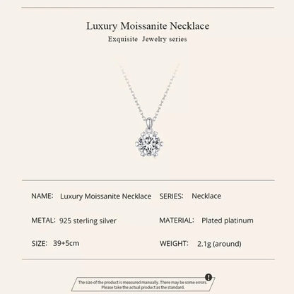 Stunning 1 Carat Moissanite Pendant Necklace | 925 Sterling Silver | Wedding & Bridal Fine Jewelry