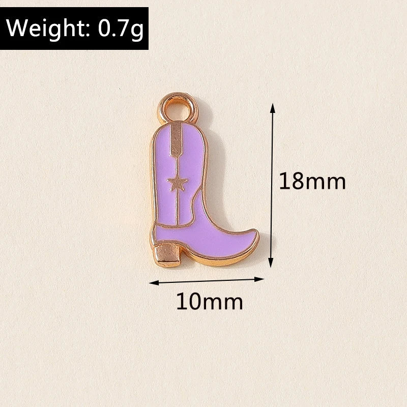 Leslie 10 pièces jolies filles bottes de cowboy et chapeau breloques pendentifs pour la fabrication de bijoux collier boucles d'oreilles bricolage Cowgirl chapeau charme cadeaux