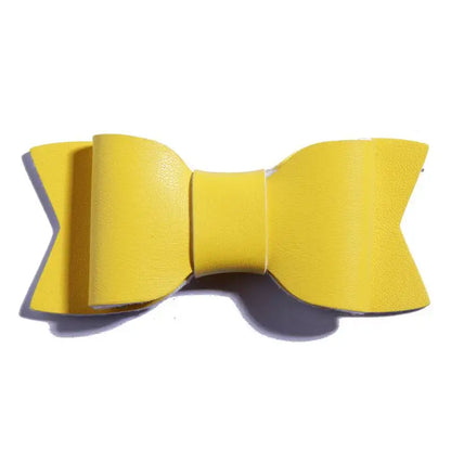 7.5CM Hot Sale Synthetic PU Leather Bows Knot For Hair Accessories Hair Bow With Clip For Headbands U Pick
