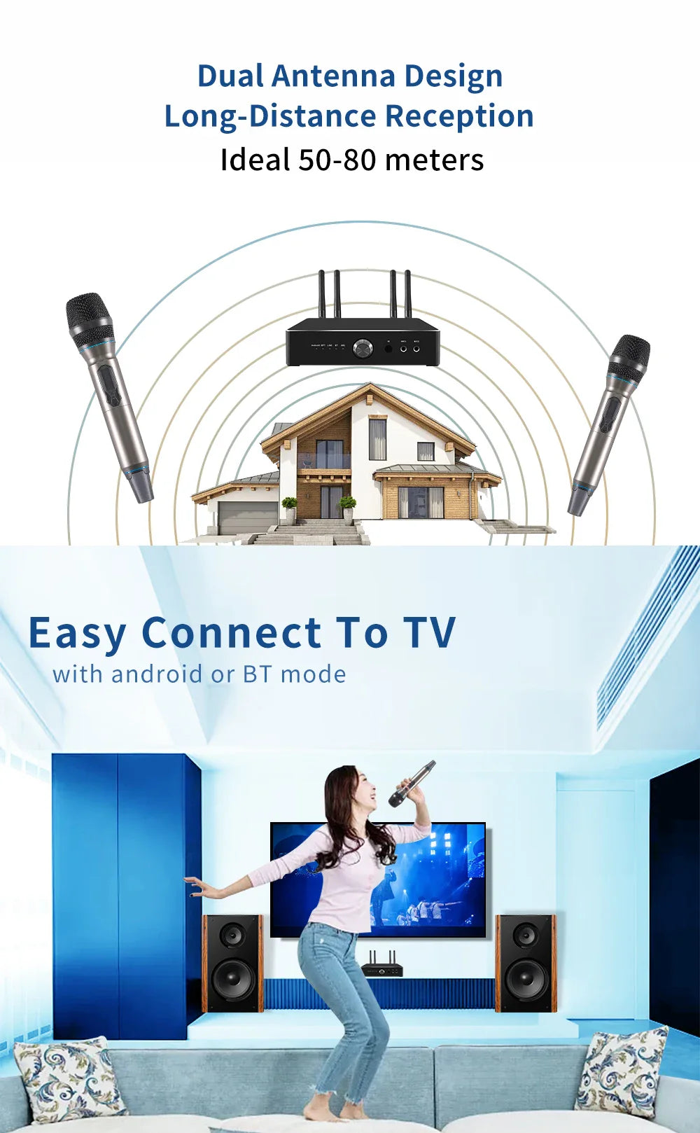 600W Home Amplifier Audio Out Put Karaoke 4ohm Brand New Amplifier with 2 Microphone Support Subwoofer