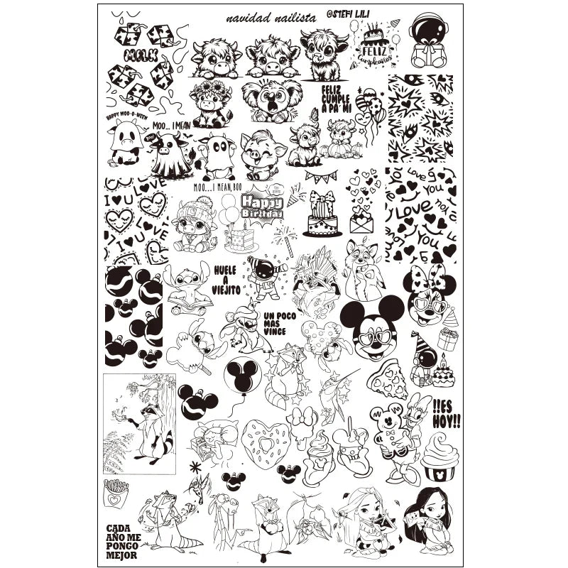 Cartoon Halloween Nail Stamping Plates skull Character Animals Template Stencils Nail Art Stamp Plate Manicure Nail Print Tool