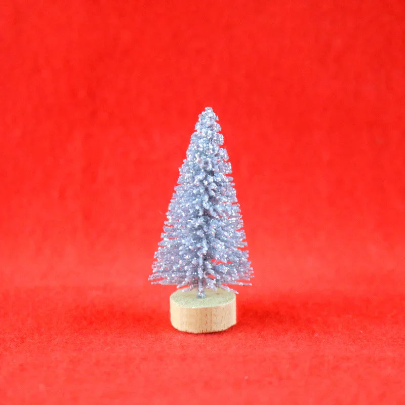 12Pcs Miniature Artificial Christmas Tree Mini Snow Frost Tree Pine Tree Christmas DIY Party Decoration Craft Christmas Ornament