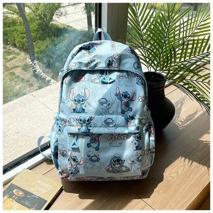 Cartoon Stitch Print Backpack Spacious Lightweight Travel Bag Waterproof School Backpack for College Students Teens Boys Girls