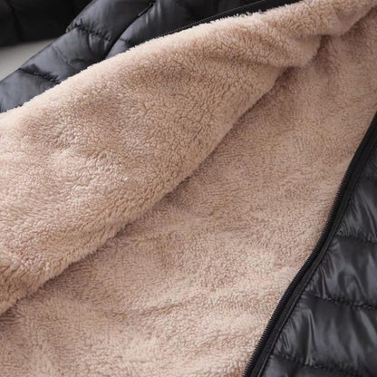 Soft Hooded Coat Long Sleeves Winter Jacket Plush Lining Warm Autumn Jackets Winter Cardigan Coat  Windproof
