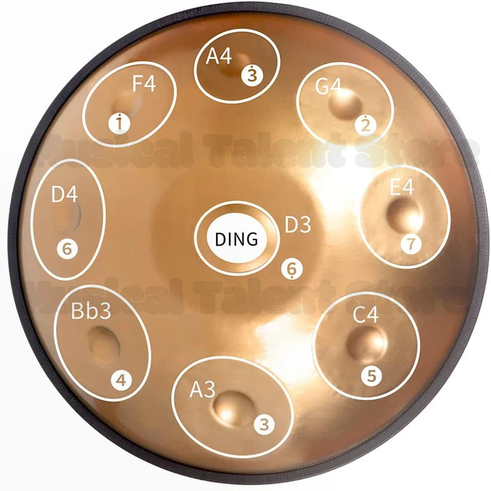 Tambour à main doré 432Hz/440Hz, langue en acier de 22 pouces pour Yoga, méditation, Instrument pour débutant, cadeau 9/10/12/1417 Notes