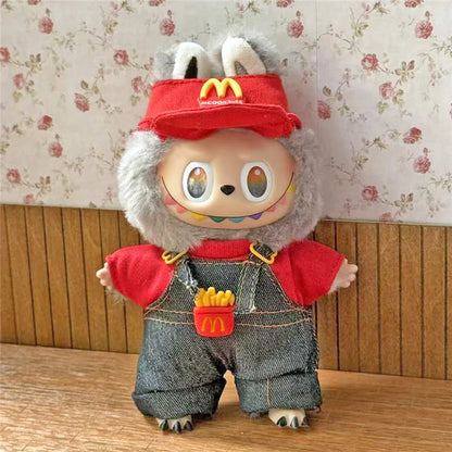Tenue de travail Vêtements pour poupée Labubu Mode Café Fast-food Frites Hamburgers Tenue Vêtements Accessoires Cosplay