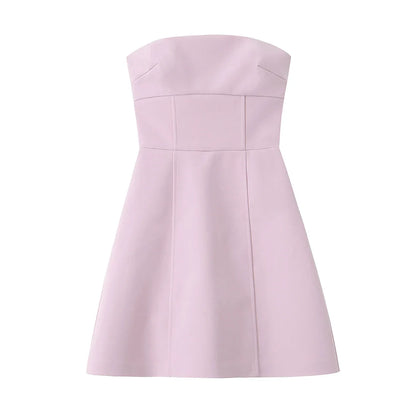 KONDALA Sexy Chic rose femmes robe sans bretelles nœud a-ligne Mini robe nouvelle mode 2025 automne Hotsweet robe de soirée