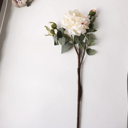 Grand Bouquet de pivoines blanches haut de gamme, fleurs artificielles pour décoration de mariage, de maison, fausses fleurs pour le nouvel an, décorations d'automne