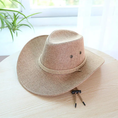 Spring Autumn Wide Brim Solid Color Men Jazz Hat Unisex Sun Protection Outdoor Women Top Hat Cowboy Cap