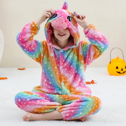 MICHLEY – Combinaison à capuche en flanelle motif Capybara pour enfant, pyjama, grenouillère, déguisement pour Halloween, pour garçon et fille
