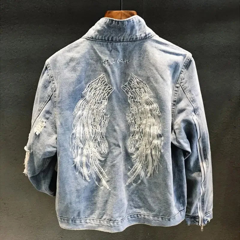 Manteau de cowboy pour hommes, vestes en jean amples et déchirées pour hommes, vêtements d'automne en tissu, livraison rapide, nouveau produit élégant à prix abordable