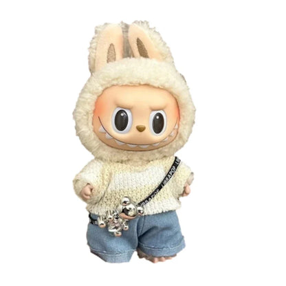 LABUBU 17cm Doll'S Clothes Outfit Accessories For Labubu V1 V2 Striped overalls hats glasses shoes Cool handsome Clothing Gift