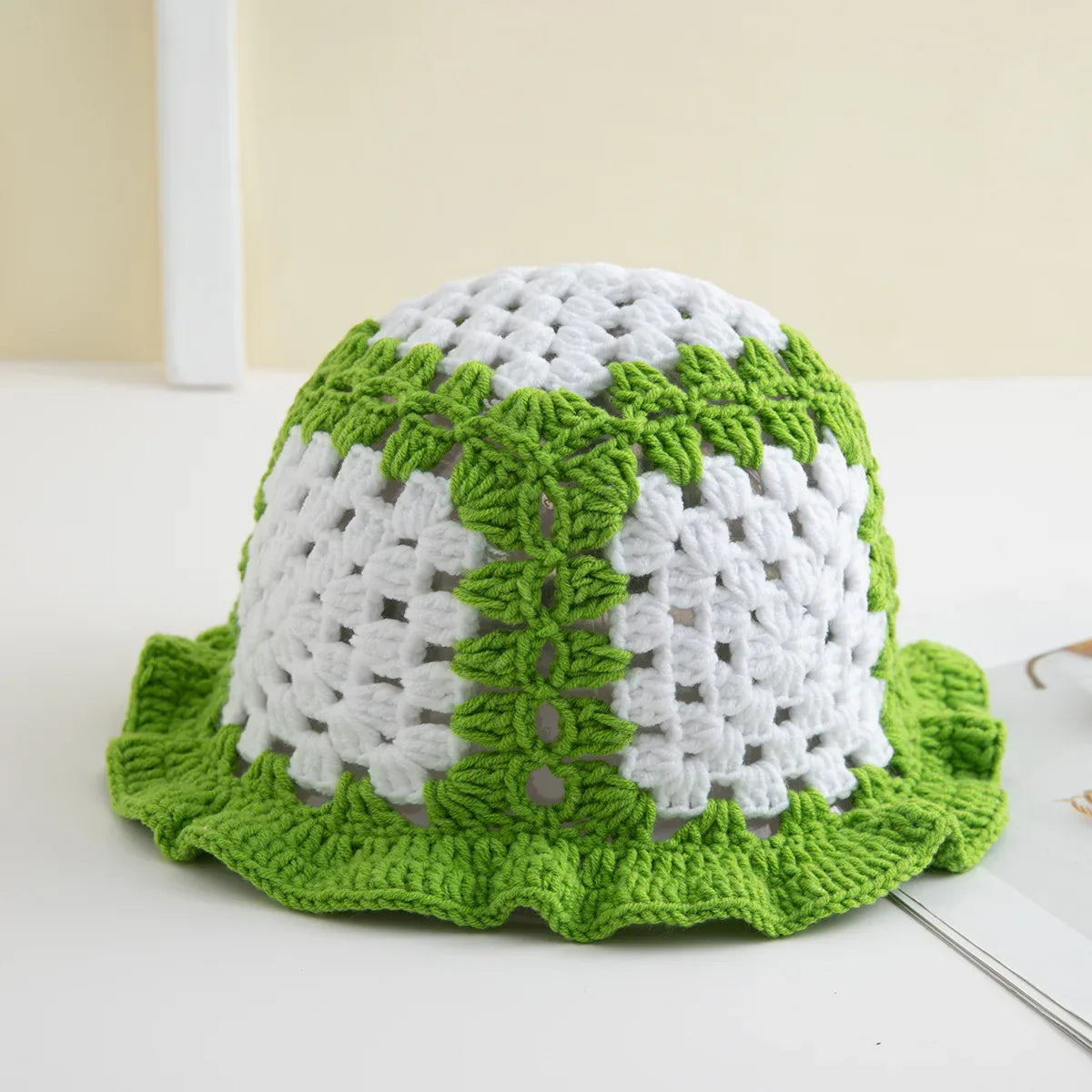 Chapeau seau à volants en Crochet coloré, chaud et extensible, en tricot, pour célébration du nouvel an, mode femme, bonnet fait à la main, outil tentacule