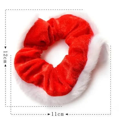 1Pcs Christmas Scrunchies For Women Girls Elastic Hair Rubber Fashion Christmas Ornaments Hair Ring Velvet Ponytail Holder