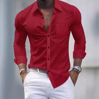 Printemps décontracté col rabattu chemises hommes Vintage à manches longues boutonné Cardigan hauts automne élégant Plaid imprimé chemise pour hommes