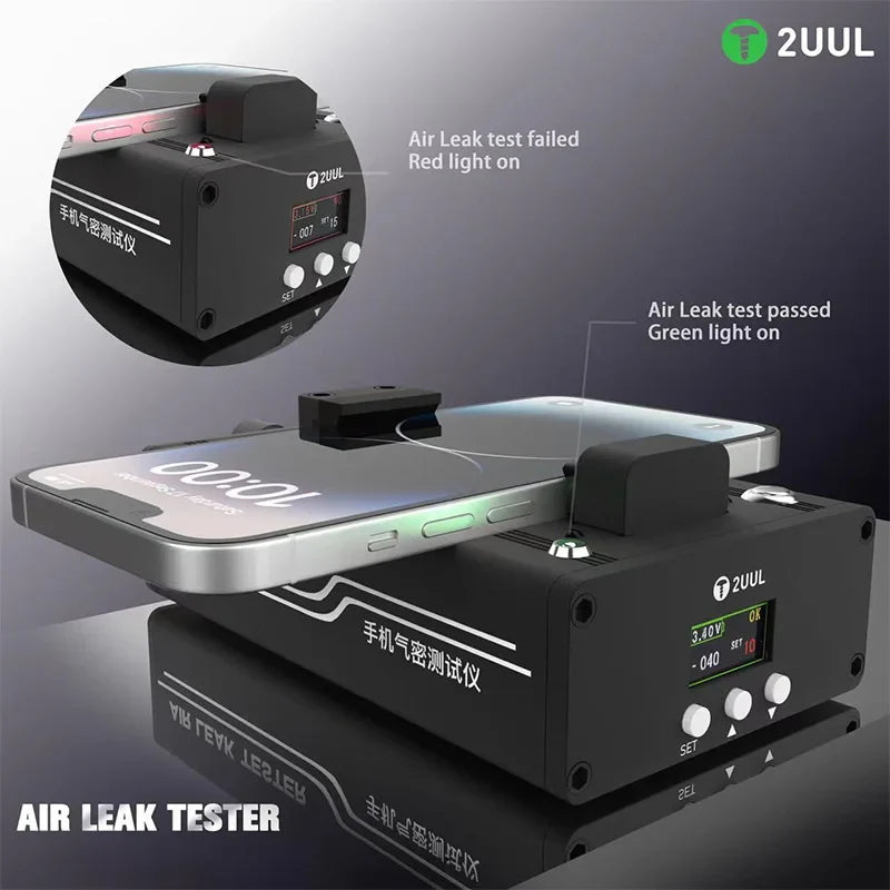 2UUL Air Leak Tester with Silicone Protective Pad  for Mobile Phone Maintenance Air Tightness Waterproof Testing Repair Tool