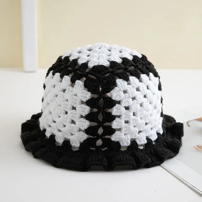 Chapeau seau à volants en Crochet coloré, chaud et extensible, en tricot, pour célébration du nouvel an, mode femme, bonnet fait à la main, outil tentacule
