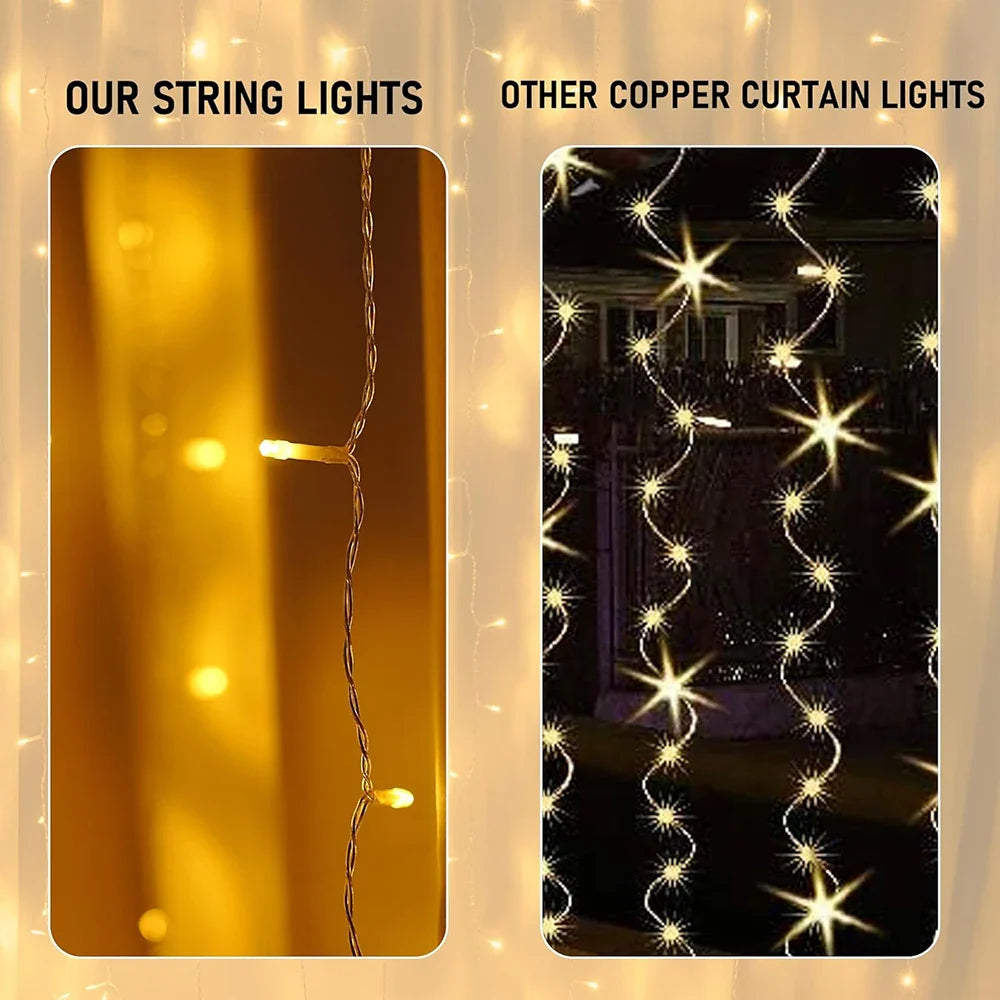 220V LED Curtain Light, Holiday Curtain String Light, Indoor and Outdoor, Christmas Decoration, Fairy Lights