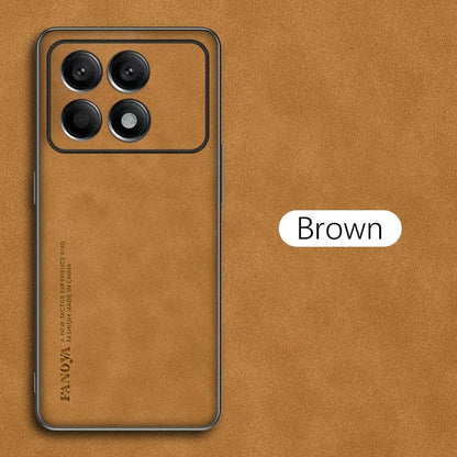 Case for Poco X6 Pro TPU Soft Frame Sheepskin Leather Back Coque for Poco X6Pro Cover Camera Protect Shockproof Protection Shell