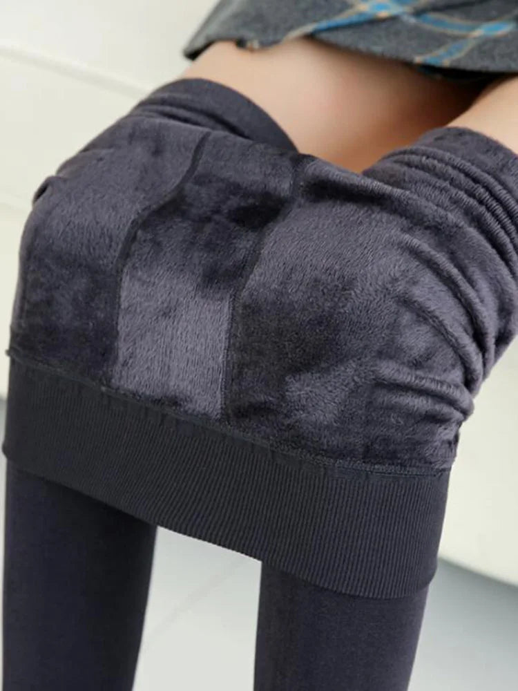 Leggings d'hiver tricot velours Legging décontracté nouveau haute élastique épaissir dame chaud noir pantalon pantalon slim pour femmes Leggings