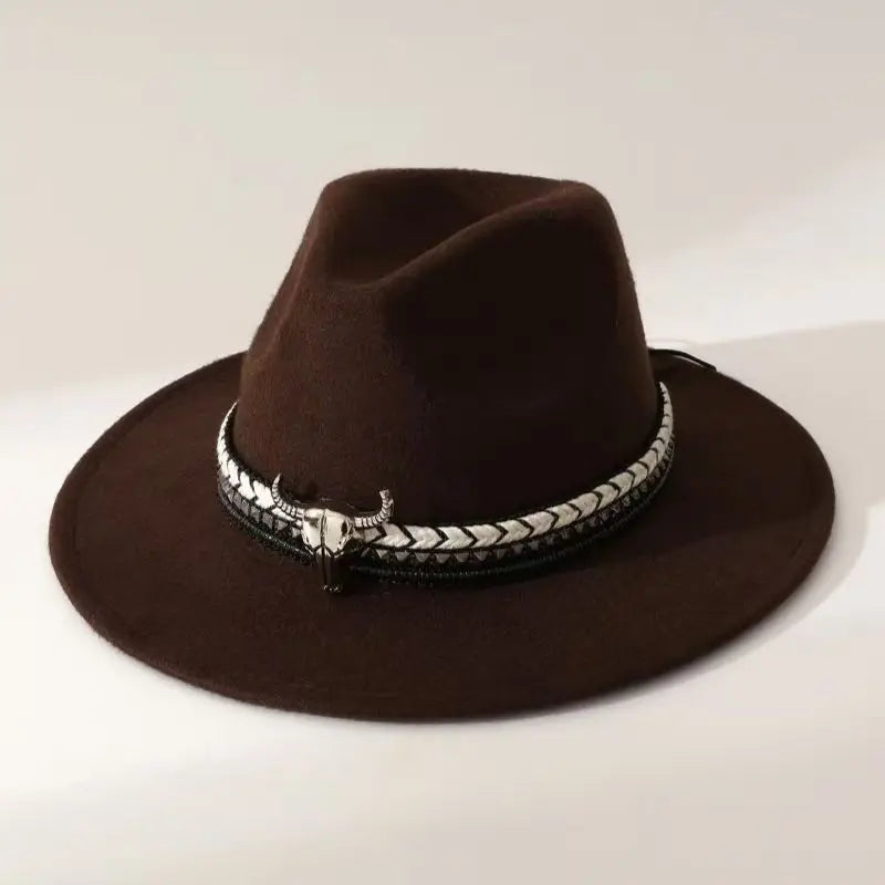 New Western Style Cowboy Hat, Ethnic Style Rolled Edge Hat, Sun Hat, Jazz Hat, Outdoor Travel Hat Cow Print Cowboy Hat