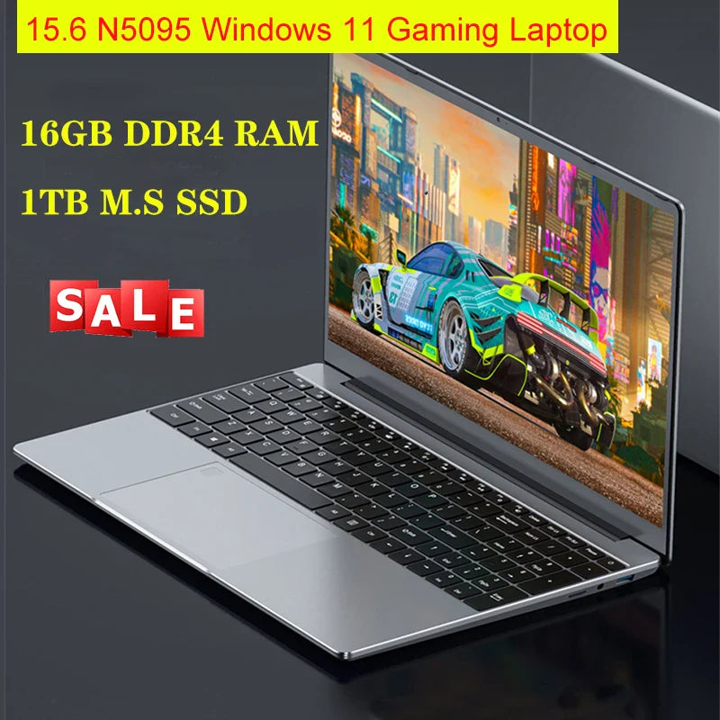 Ordinateur portable 15,6 pouces Windows 11 le moins cher de 2023, 16 Go de RAM, 1 To/512 Go/256 Go SSD, déverrouillage par empreinte digitale, pour le jeu