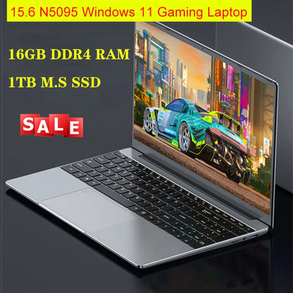 Ordinateur portable 15,6 pouces Windows 11 le moins cher de 2023, 16 Go de RAM, 1 To/512 Go/256 Go SSD, déverrouillage par empreinte digitale, pour le jeu