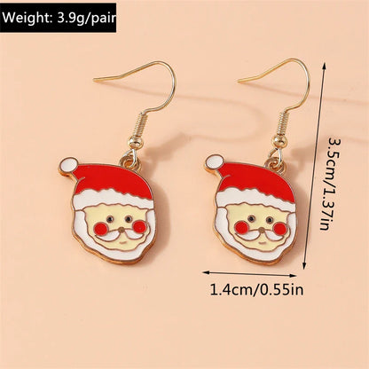 Fashion Merry Christmas Tree Deer Snowflake Santa Claus Drop Earrings for Women Girls New Year Party Festival Jewelry Gifts