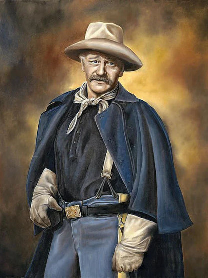 5D DIY Diamond Painting Cowboy John Wayne Full Round Diamond Mosaic Picture of Rhinestones Diamond Embroidery Home Decoration