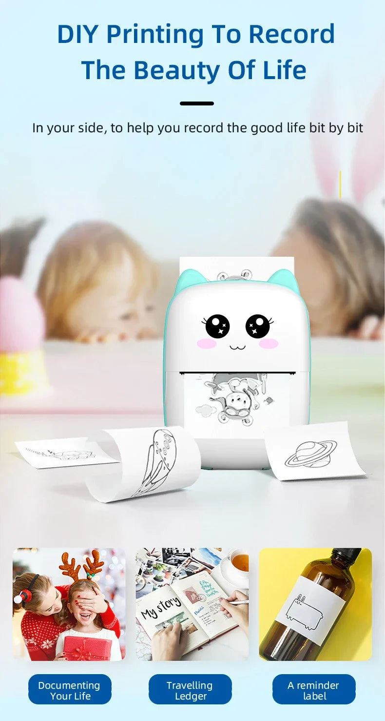 MINI Portable Thermal Printer Wireless Memo Label Machine 200dpi Bluetooth Inkless Pocket Imprimante Phone Notes Printing Paper