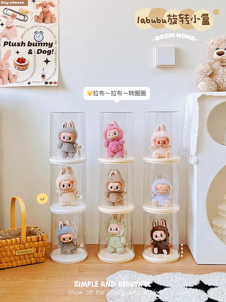 Labubu Pendant Display Box Rotating Transparent Labubu Doll  Storage Blind Box Storage Display Dustproof And Moisture-Proof