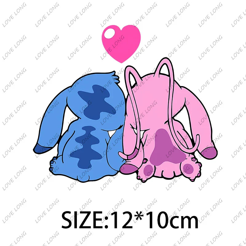 Stitch Love Cartoon Stickers  Iron-on Transfers for Clothing Firm and Fadeless  Stickers Easy to Use DIY Decoration