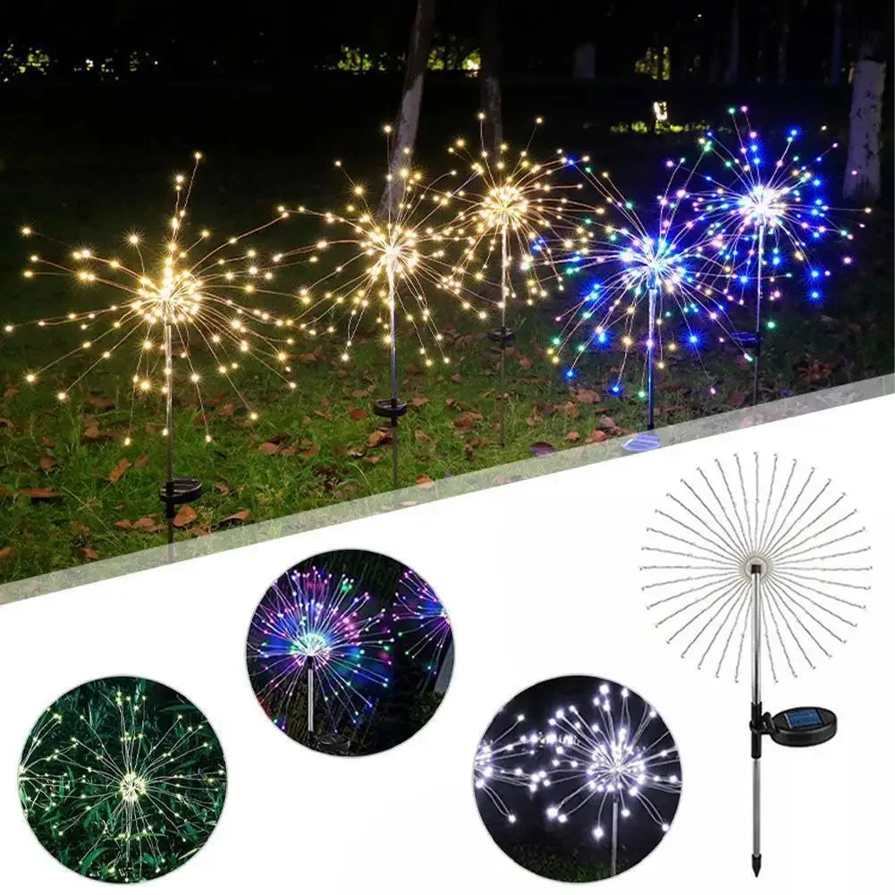 LED Solar Fireworks Lights Garden Decoration Fairy Lights Waterproof Outdoor Dandelion Lawn Lamp for Garden Landscape Lawn Decor