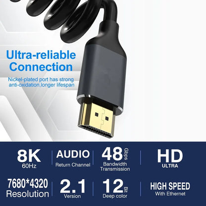 HDMI-compatible 2.1 Cable 8K@60Hz 4K@120Hz HD Splitter ARC Switch Cable for PS PS5 TV Audio Video Cabo Cable