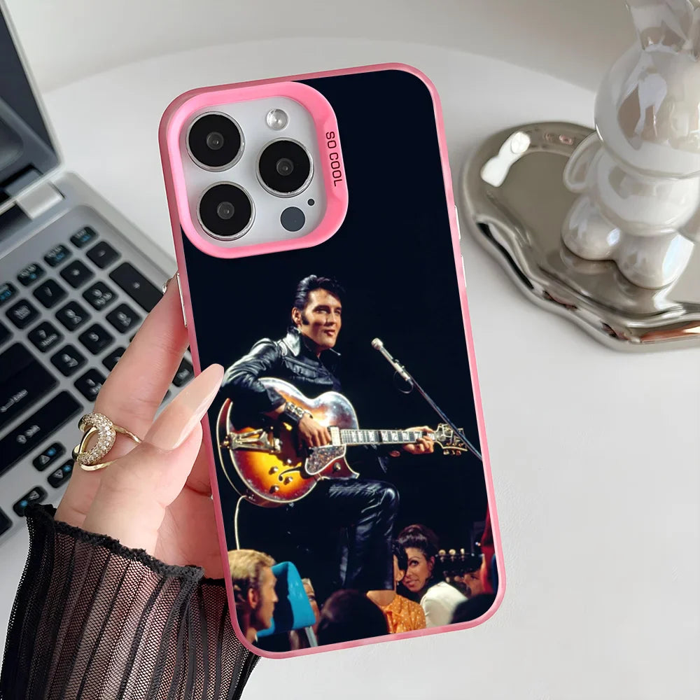 Epc Super Cool E-Elvis Presley Phone Case IMD Phone Case For IPhone 16 15 14 13 12 11 Pro Max Plus Color Silver Cover