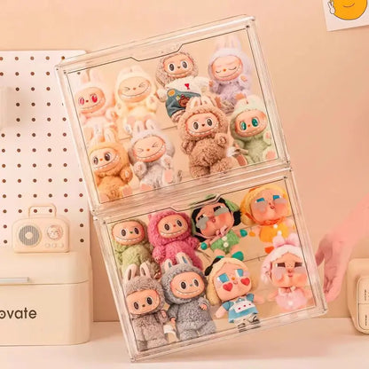Labubu Doll Storage Box Large Capacity Transparent Acrylic Display Cabinet Dustproof Case Desktop Organizer For Home