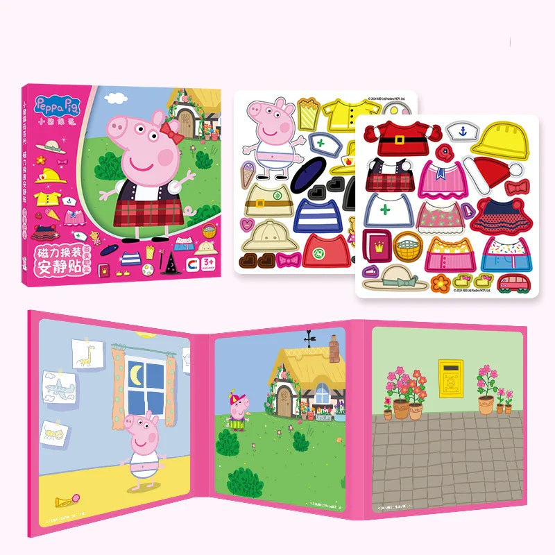 Nouveau Peppa Pig Page Habiller Autocollants Magnétiques Puzzle Magnétique Bricolage Habiller Autocollants Jouets à Tirer Cadeaux de Noël pour Enfants