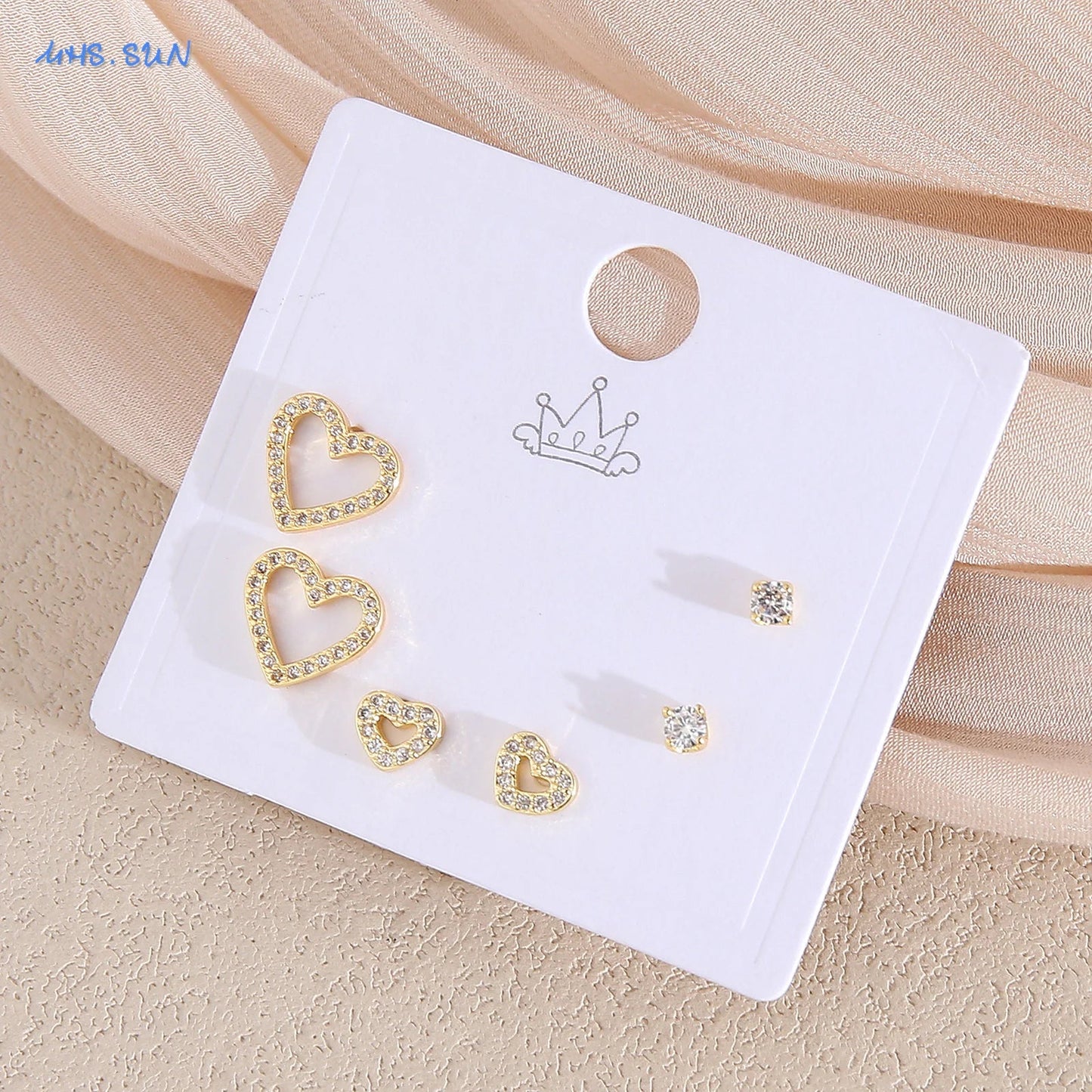MHS.SUN-Ensemble de Boucles d'Oreilles Creuses en Forme de Cœur, pour Femme et Fille, 3 Paires