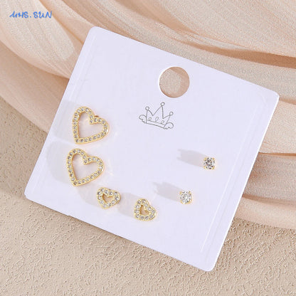 MHS.SUN-Ensemble de Boucles d'Oreilles Creuses en Forme de Cœur, pour Femme et Fille, 3 Paires